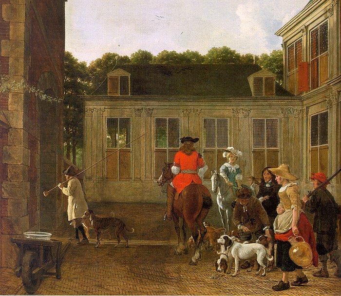 Ludolf de Jongh Hunting Party in the Courtyard of a Country House Sweden oil painting art